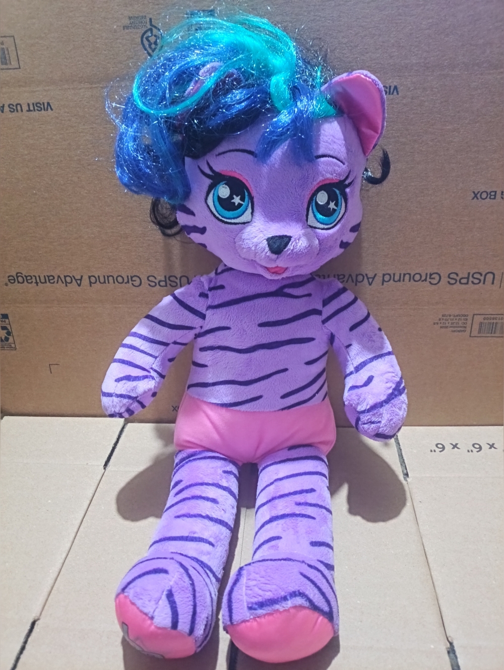 B.AB. Honey Girls Teegan Plush Purple/Striped EUC 😺 🐯 💜